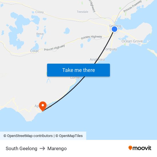 South Geelong to Marengo map