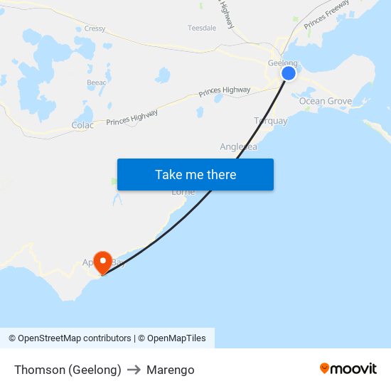 Thomson (Geelong) to Marengo map