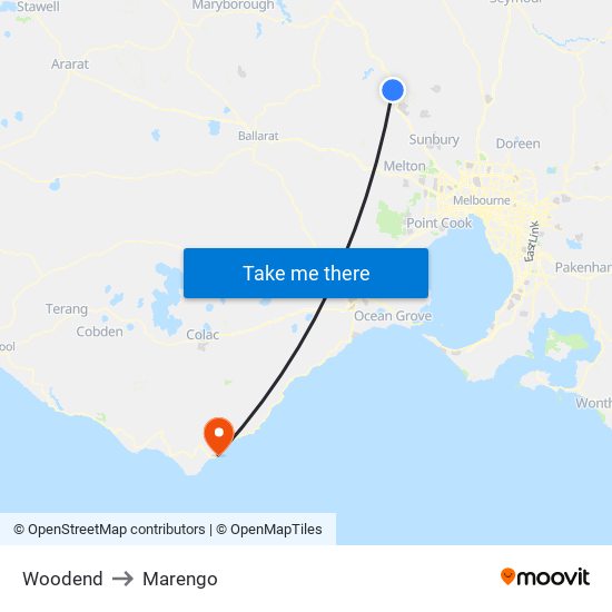 Woodend to Marengo map