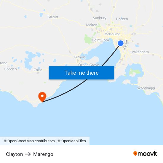 Clayton to Marengo map