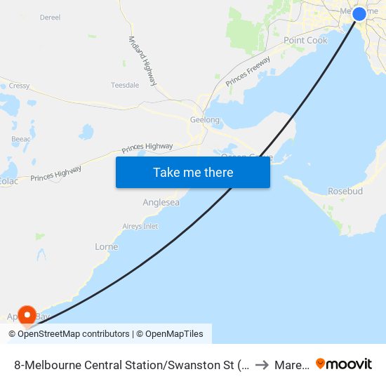 8-Melbourne Central Station/Swanston St (Melbourne City) to Marengo map