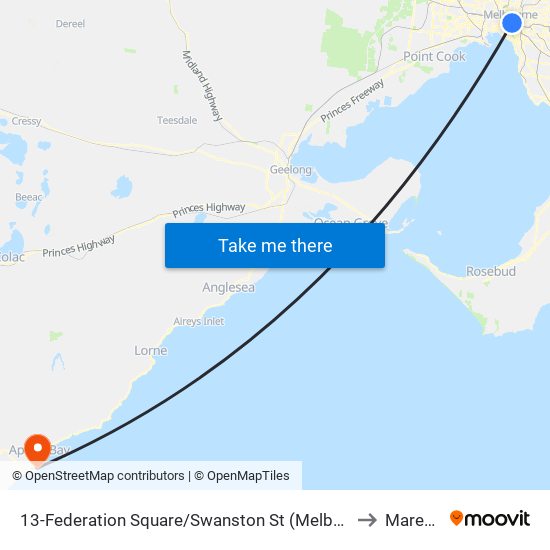 13-Federation Square/Swanston St (Melbourne City) to Marengo map