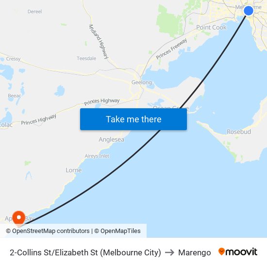 2-Collins St/Elizabeth St (Melbourne City) to Marengo map