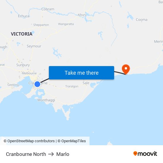 Cranbourne North to Marlo map