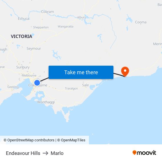 Endeavour Hills to Marlo map