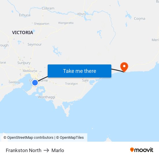 Frankston North to Marlo map