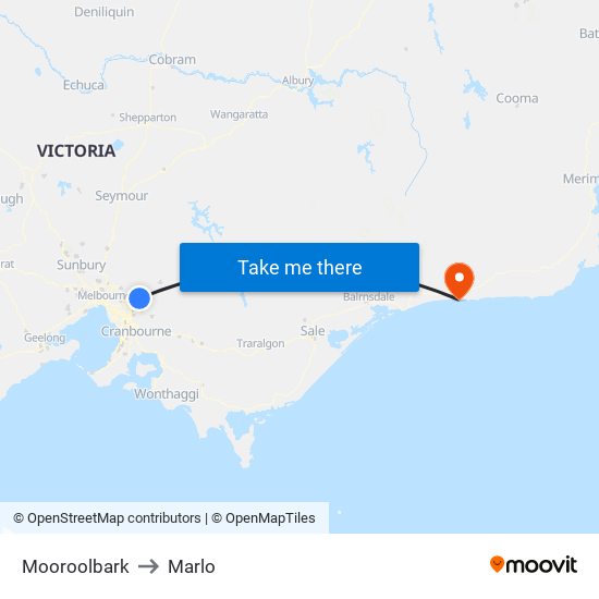 Mooroolbark to Marlo map