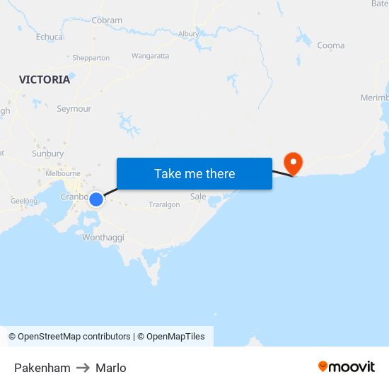 Pakenham to Marlo map