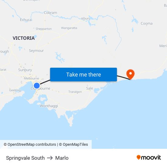 Springvale South to Marlo map