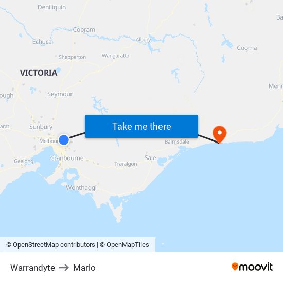 Warrandyte to Marlo map