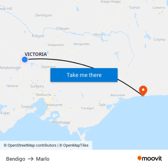 Bendigo to Marlo map