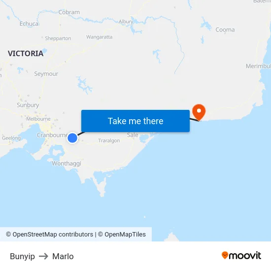 Bunyip to Marlo map