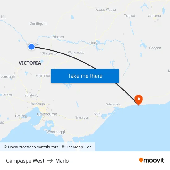 Campaspe West to Marlo map
