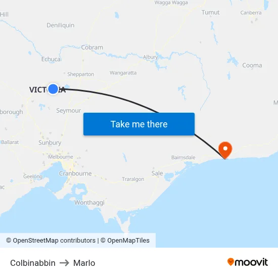 Colbinabbin to Marlo map