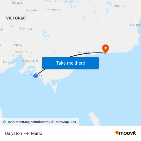 Dalyston to Marlo map