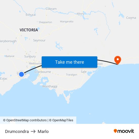 Drumcondra to Marlo map