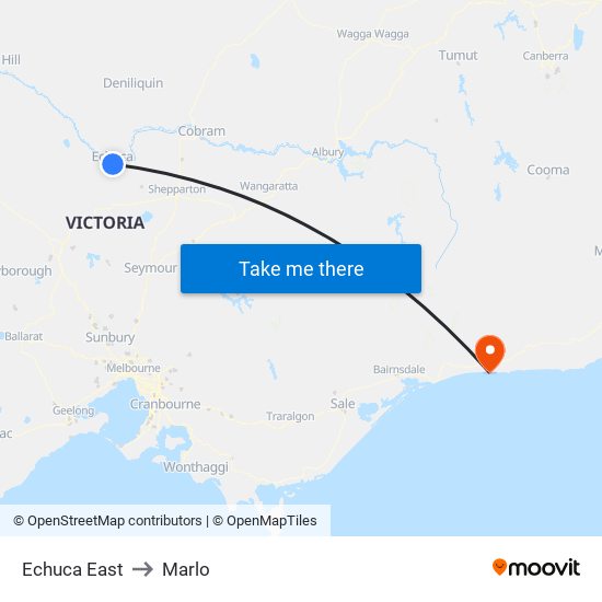 Echuca East to Marlo map