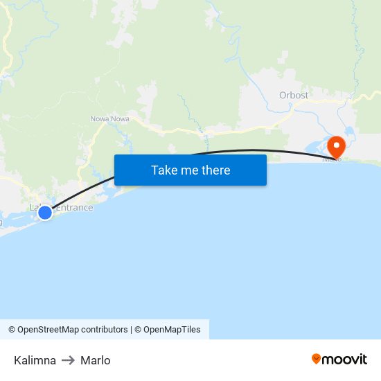 Kalimna to Marlo map