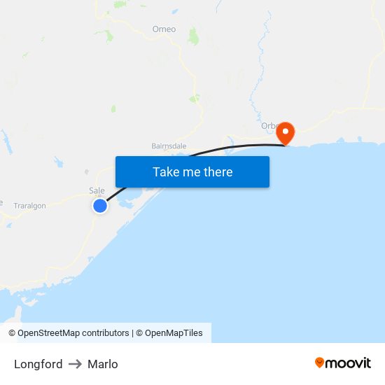 Longford to Marlo map