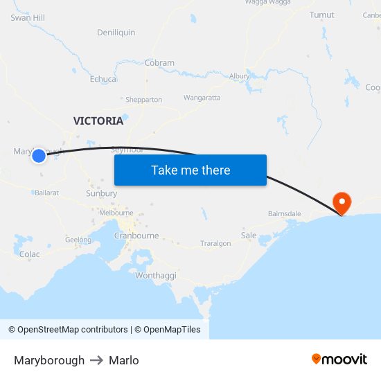 Maryborough to Marlo map