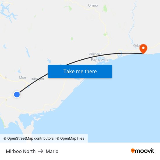 Mirboo North to Marlo map