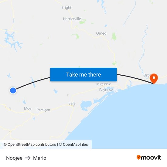 Noojee to Marlo map