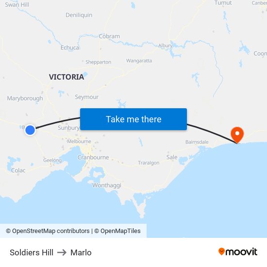 Soldiers Hill to Marlo map