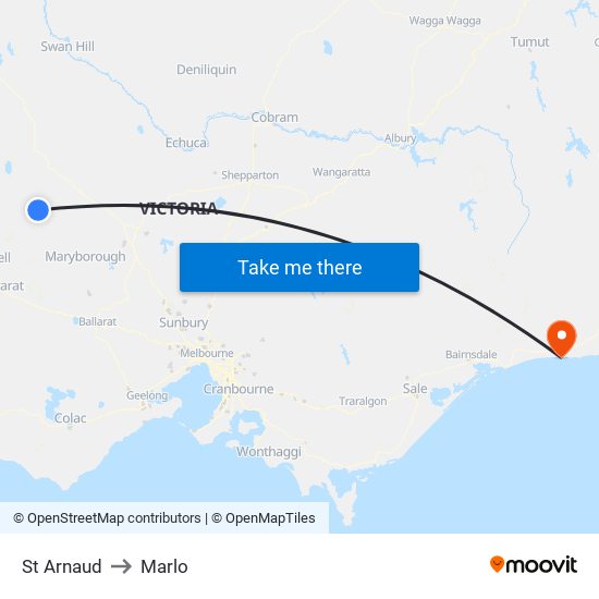 St Arnaud to Marlo map