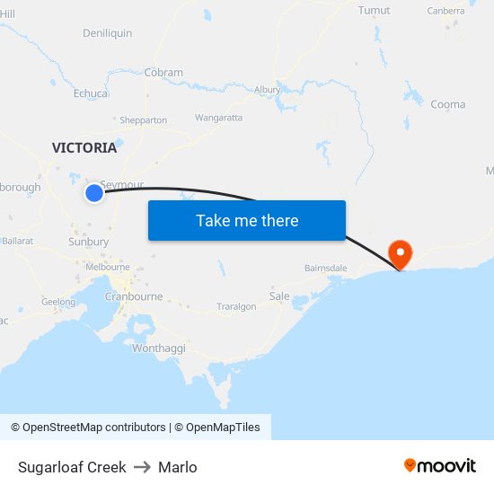 Sugarloaf Creek to Marlo map