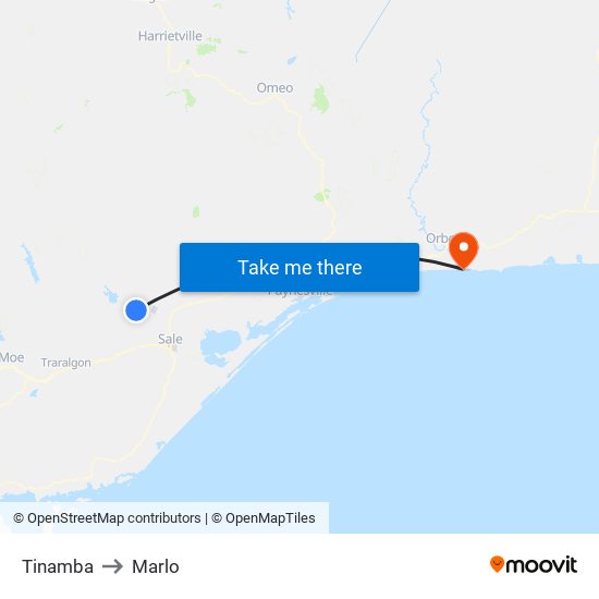 Tinamba to Marlo map