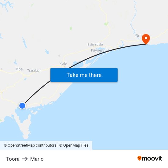 Toora to Marlo map
