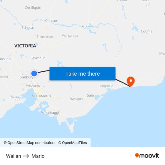 Wallan to Marlo map