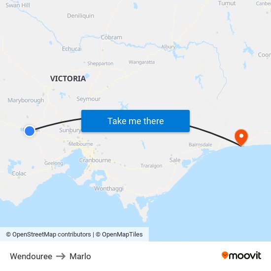 Wendouree to Marlo map