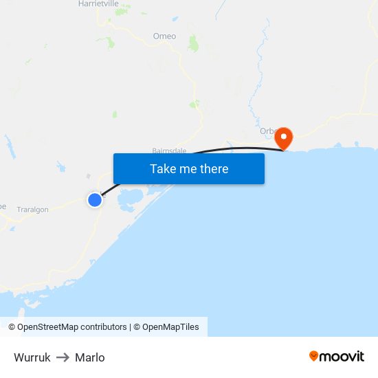 Wurruk to Marlo map