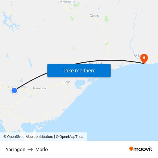 Yarragon to Marlo map