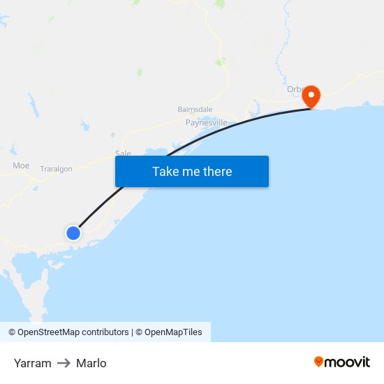 Yarram to Marlo map