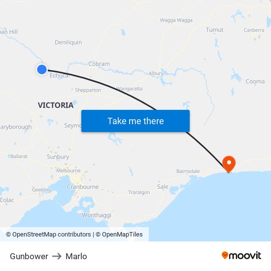 Gunbower to Marlo map