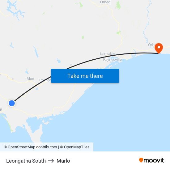 Leongatha South to Marlo map