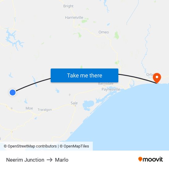 Neerim Junction to Marlo map
