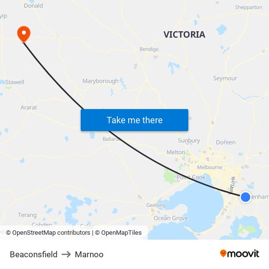 Beaconsfield to Marnoo map