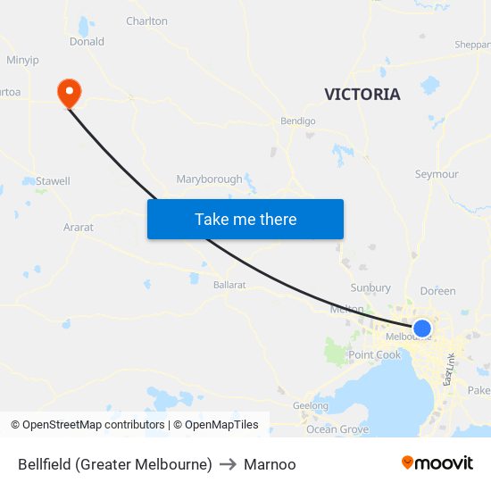 Bellfield (Greater Melbourne) to Marnoo map