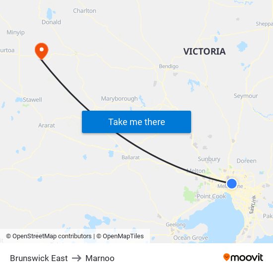 Brunswick East to Marnoo map