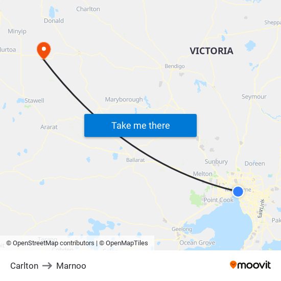 Carlton to Marnoo map