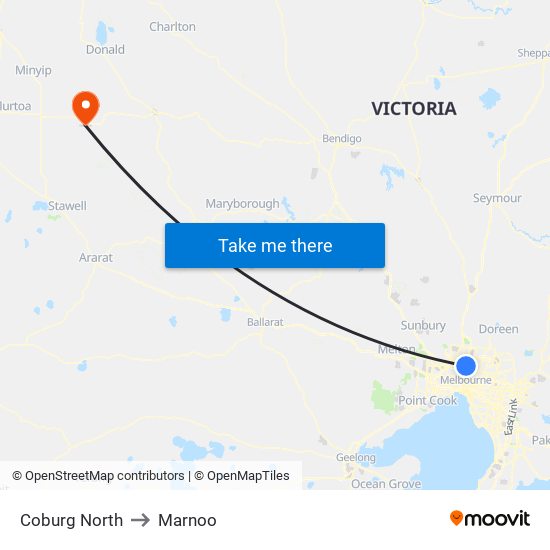 Coburg North to Marnoo map