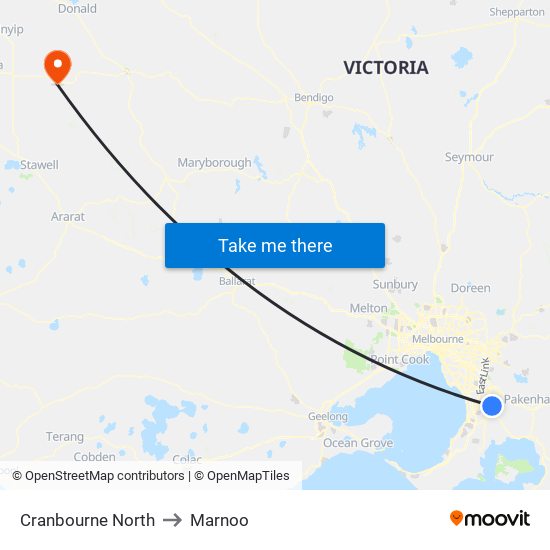 Cranbourne North to Marnoo map