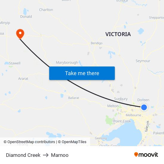 Diamond Creek to Marnoo map