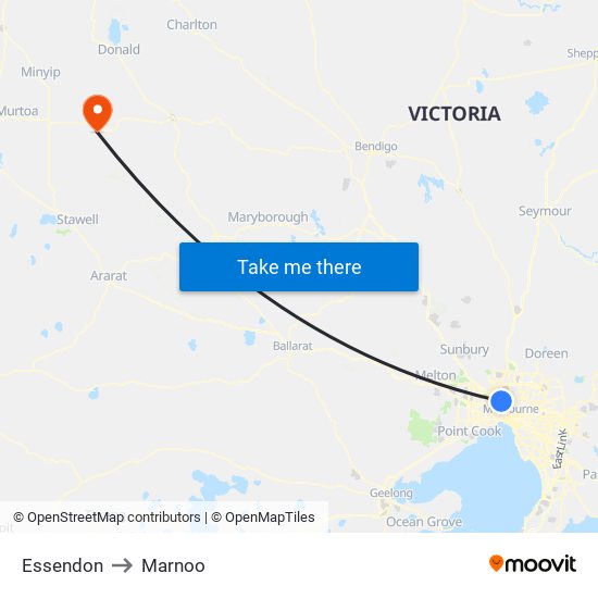 Essendon to Marnoo map