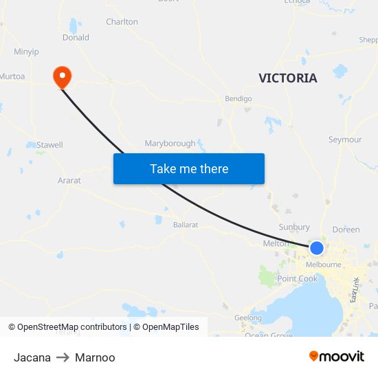 Jacana to Marnoo map