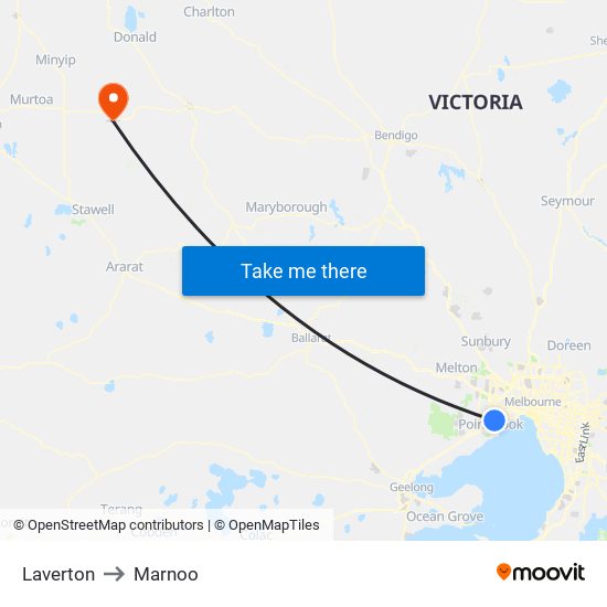 Laverton to Marnoo map