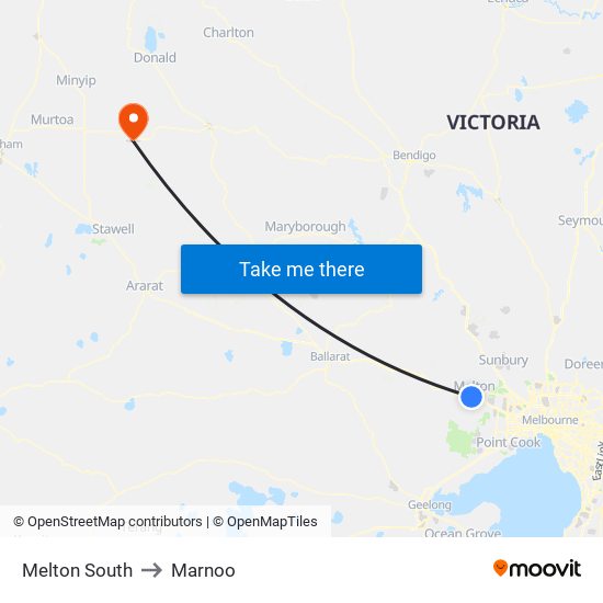 Melton South to Marnoo map